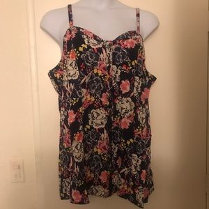 Torrid Navy floral rayon fit and flare cami.